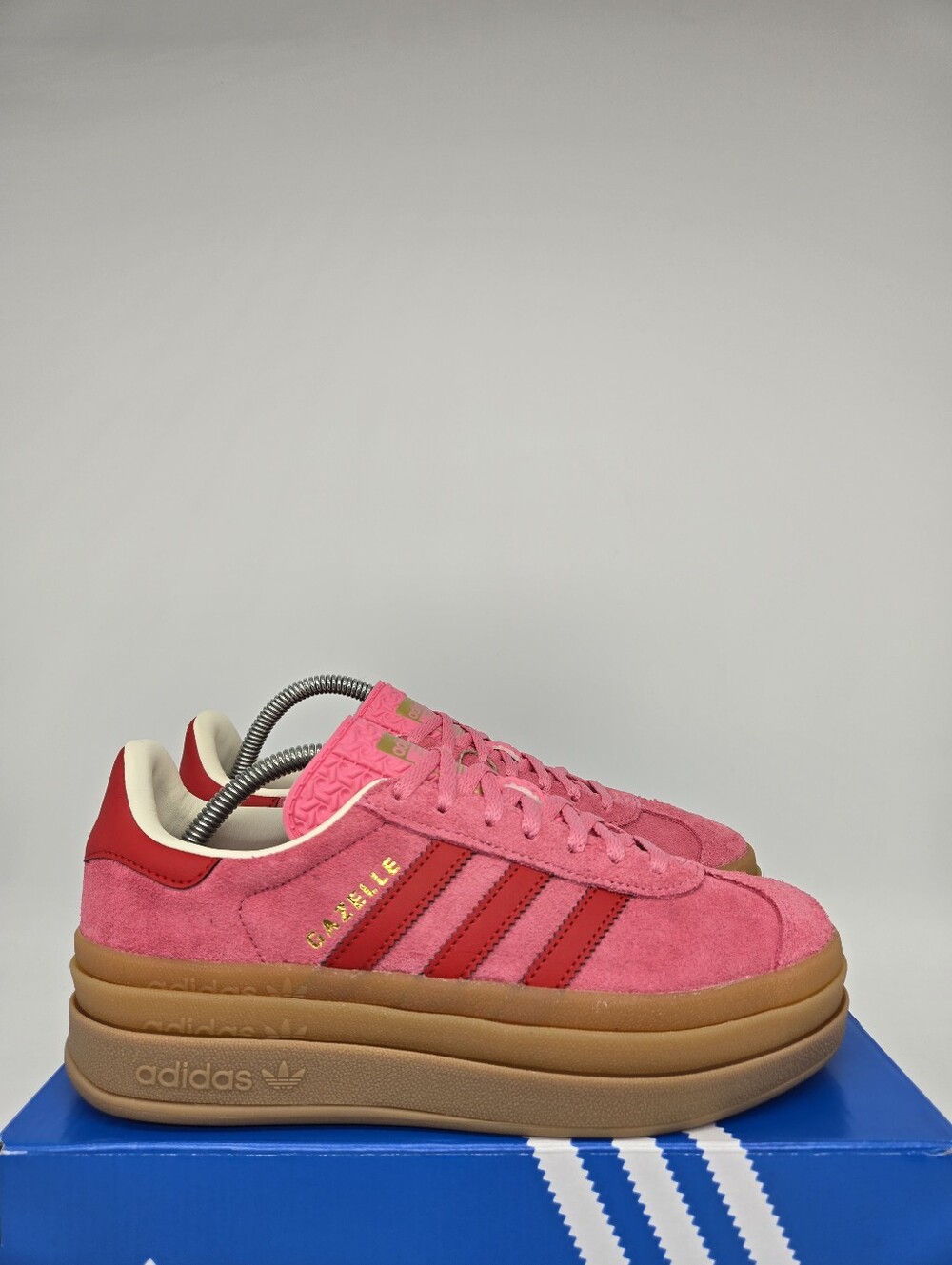 Adidas Gazelle Bold JQ7407 Rose Tone Better Scarlet Shoes Women's Size 8.5 - Picture 3 of 8